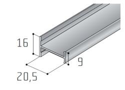 Spojovac profil H 9/16, 3m strieborn