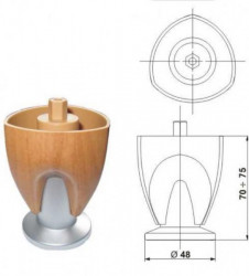 Noha plastov 7.155 biela, H-70/75 s regulciou