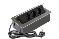 Zabudovan� z�suvka do n�bytku - 3 z�suvky, 220x108 mm hlin�k