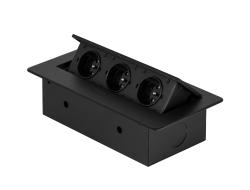 Zabudovan zsuvka do nbytku - 3 zsuvky, 221x108 mm ierna