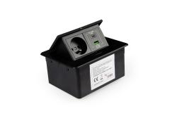 Zabudovan zsuvka do nbytku MINI - 1 zsuvka+USB, 155x118  mm ierna