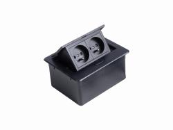Zabudovan zsuvka do nbytku MINI - 2 zsuvky, 155x118  mm ierna