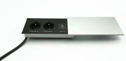 Zabudovan zsuvka s posuvnm krytom - 2 zsuvky+USB, 190x100 mm - hlink