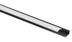 LED hlinkov profil zapusten s mlienou krytkou - 2 m - ierny
